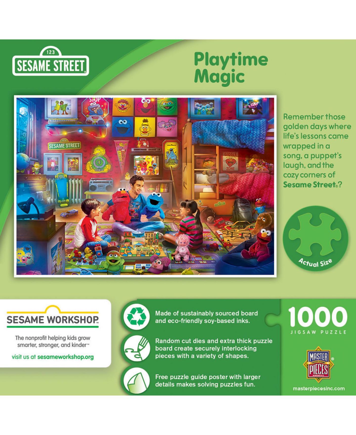 Пазл MasterPieces Puzzles Sesame Street Playtime, 1000 деталей, от 14 лет — фото 3