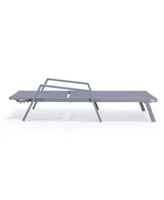 Marlin Patio Chaise Lounge Chair With Armrests in Grey Aluminum Frame, Set of 2