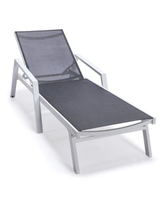 Lounge Chair With Armrests in White Aluminum Frame, Set of 2
