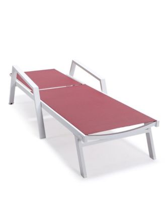 Lounge Chair With Armrests in White Aluminum Frame, Set of 2