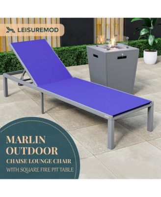 Grey Aluminum Outdoor Patio Chaise Lounge Chair