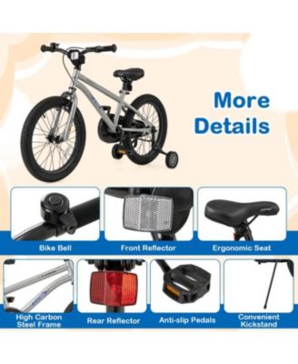 Kids Bike with Adjustable Seat, Hand & Coaster Brake, and Training Wheels