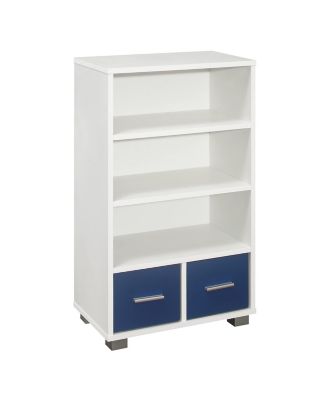 Kids Toy Storage Organize, Children Bookcase with Drawers, White/Blue