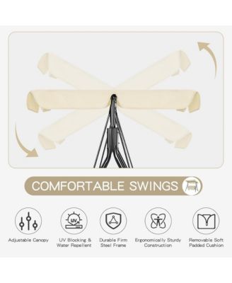 3-Person Metal Patio Swing with Removable Cushion Patio Swing Outdoor Porch Swing Chair for Adults for Garden Backyard Deck