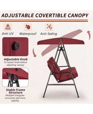 2-Person Metal Patio Swing with Removable Cushion Patio Swing Outdoor Porch Swing Chair for Adults for Garden Backyard Deck