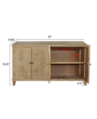 59" Wooden Accent Storage Cabinet with 4 Doors