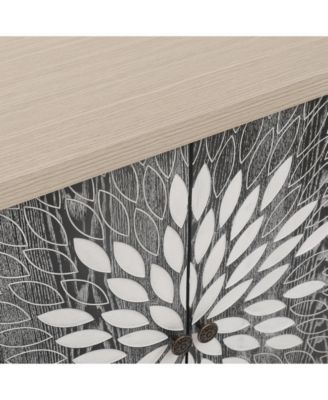 CASAINC 2-Door Carved Storage Cabinet with Adjustable shelf