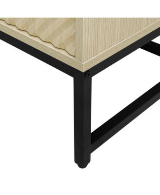 Carved Storage Cabinet with 4 Door Coffee Bar Cabinet With Adjustable Shelf