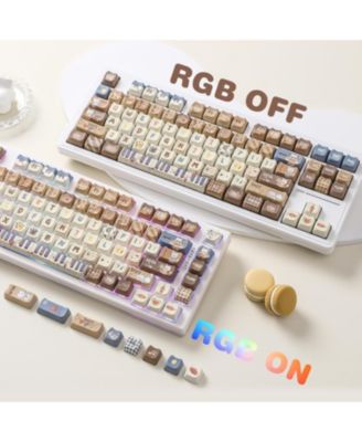Dye-Sub PBT Keycap Set, Mao Profile, 142 Full Keys Cute Cat Custom Keycaps with Key Puller for Cherry Gateron MX Switches Mechanical Gaming Keyboard
