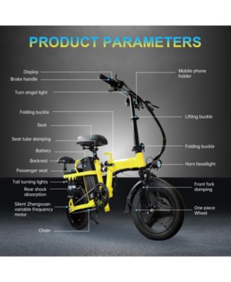 Foldable 500W Electric Bike, LED Display, Shock Absorption, Anti-Theft Alarm