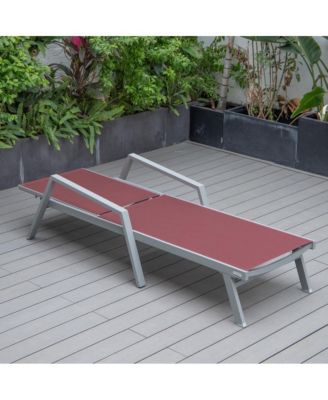Marlin Patio Chaise Lounge Chair With Armrests in Grey Aluminum Frame