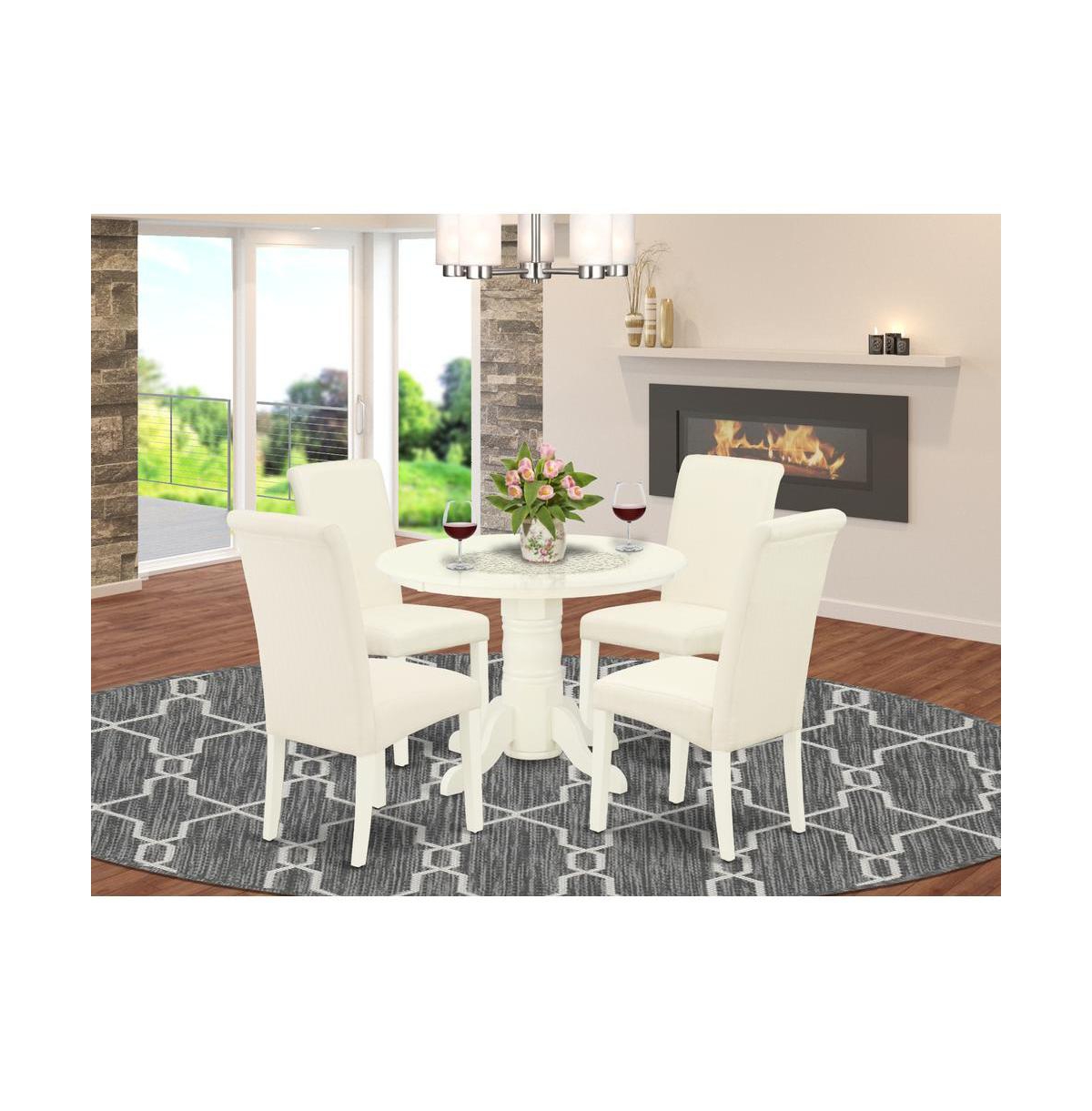 East West Furniture Dining Room Set Linen White