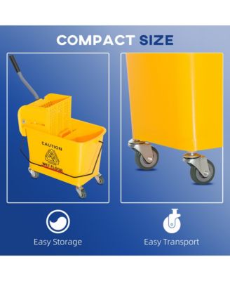 Compact Mop Bucket with Wringer on Wheels 21 Quart