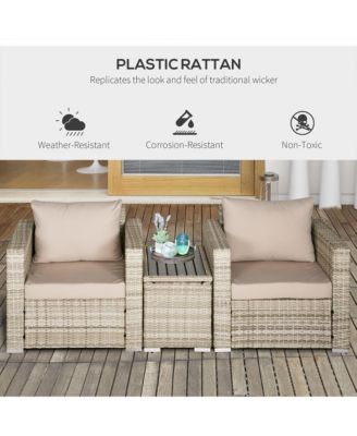 3 Piece Patio Furniture, Balcony Table & Chairs, Cushions,