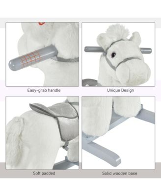 Kids Plush Ride-On Rocking Horse Toy Chair w/ Soft Plush Toy