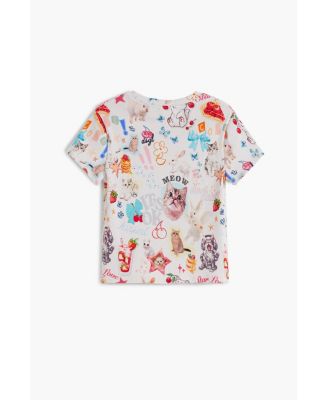 Girls's Short-sleeve cat T-shirt