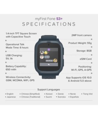 Fone S3+ Kids Smartwatch with eSIM, Video Calls, Messaging, GPS Tracker for Kids, SOS, School Mode, Music Player (Space Blue)