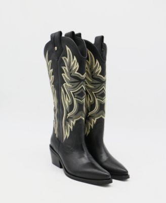 Dramen Leather Western Cowboy Boots