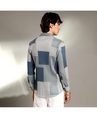 Men's Cloud Grey & Lapis Blue Retro-Pleat Shirt