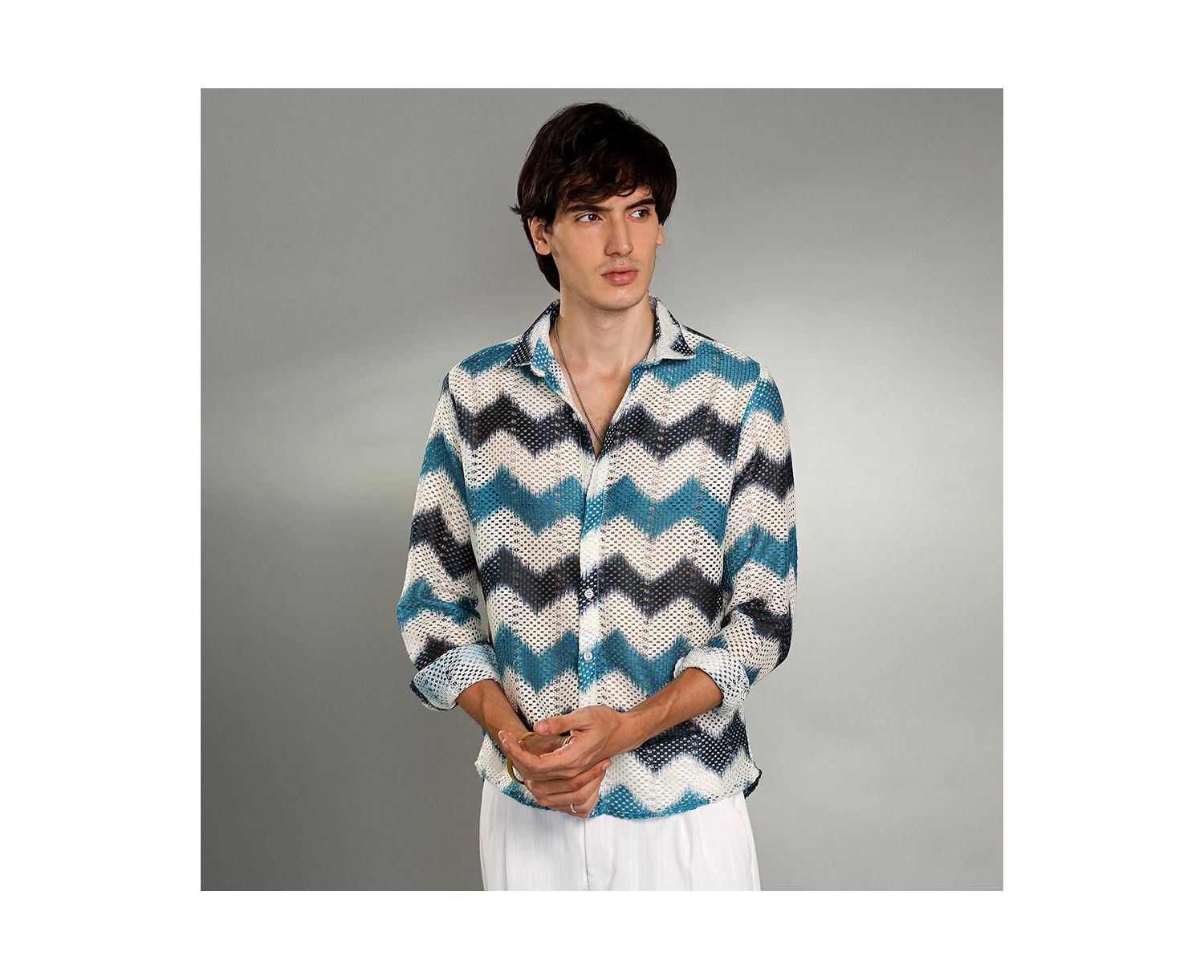 Men's Chevron-Block Knit Shirt