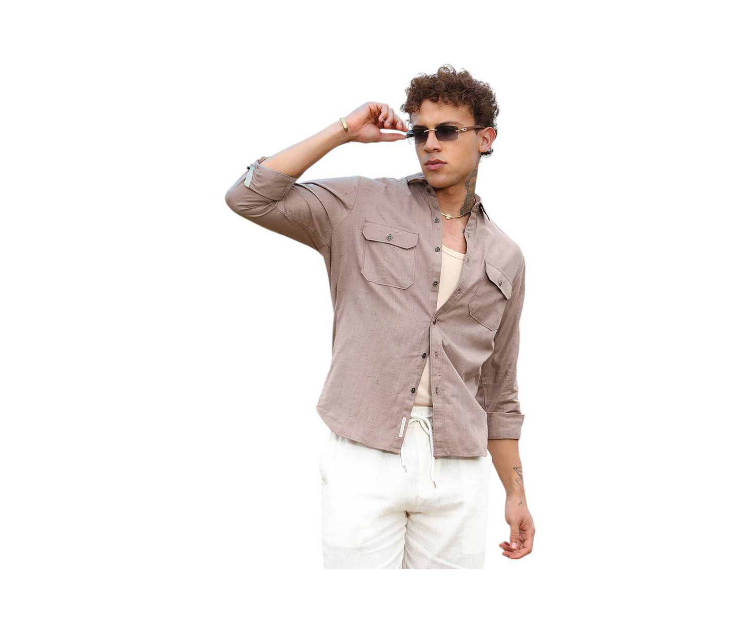 Мужская рубашка Cahoot Campus Sutra Peanut Brown Heathered Utility, цвет: Коричневый — фото 1