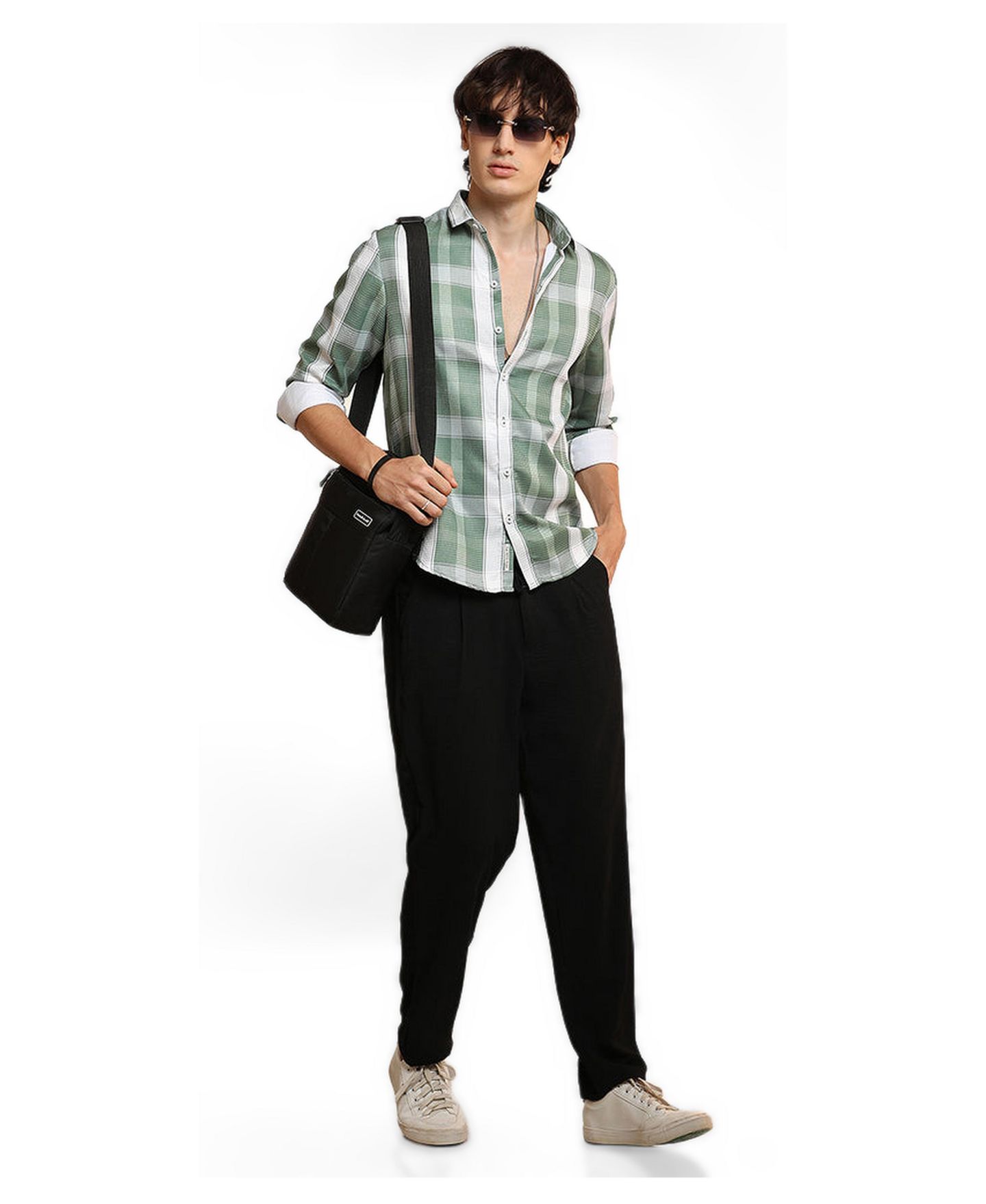 Мужская рубашка Cahoot Campus Sutra Sage Green Tartan Plaid, цвет: Зелёный — фото 7