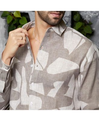 Men's Tan Brown Abstract Heathered Shirt