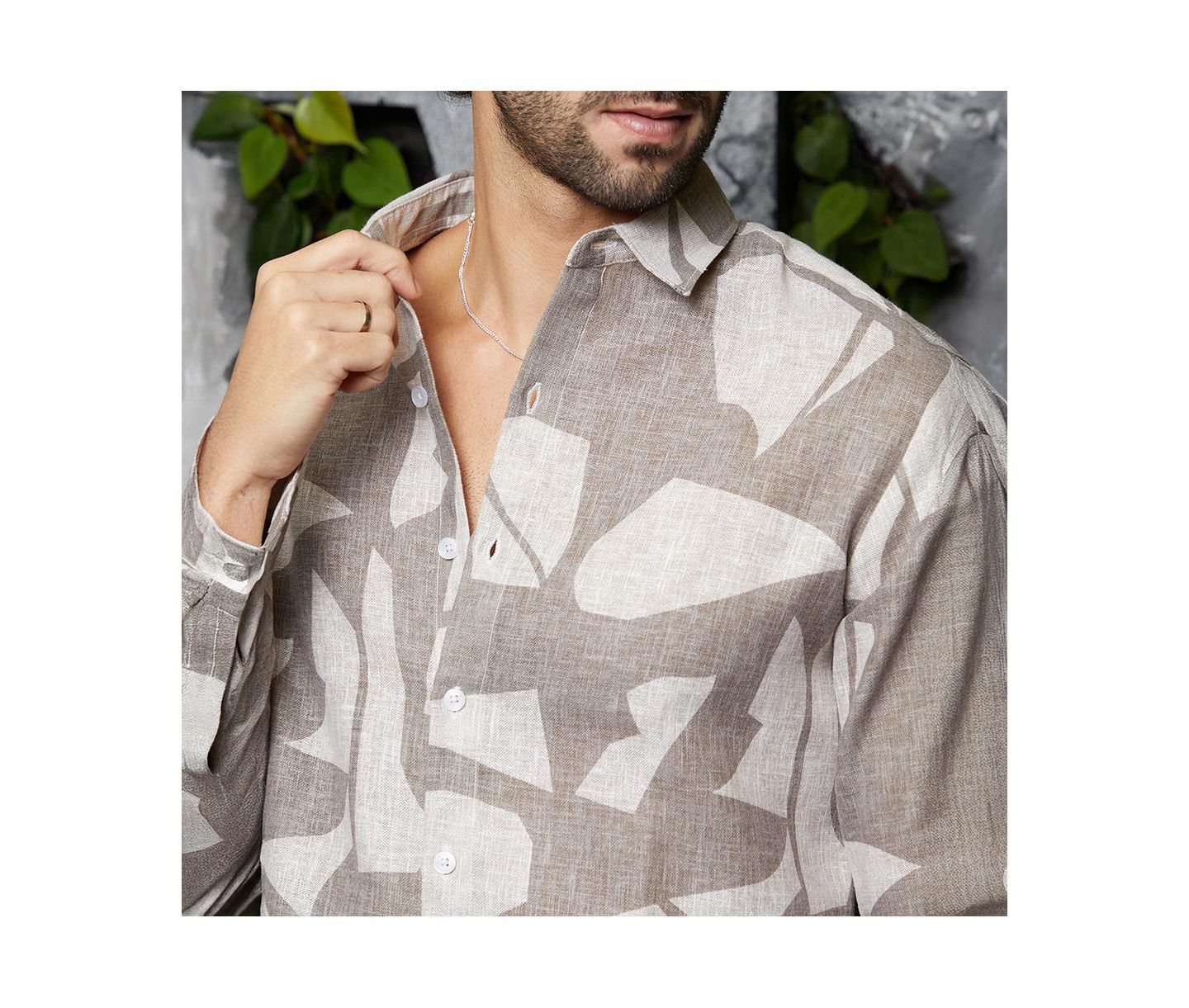 Мужская рубашка Cahoot Campus Sutra Tan Brown Abstract Heathered, цвет: Коричневый — фото 7