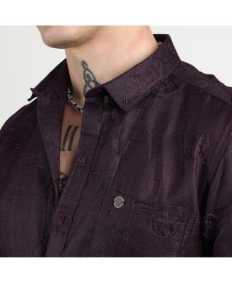 Men's Plum Purple Embroidered One-Lined Shirt