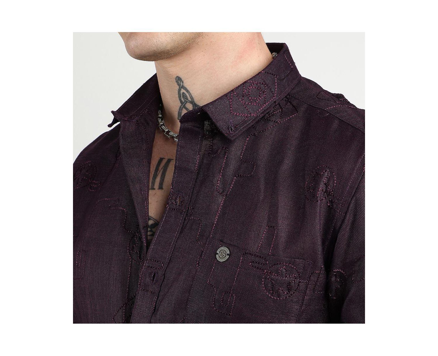Men's Embroidered One-Lined Shirt