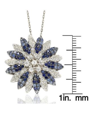 Suzy Levian Sterling Silver Sapphire & Created White Sapphire Large Pendant