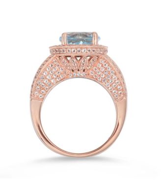 Suzy Levian Sterling Silver Round Cut Center Topaz Cocktail Ring