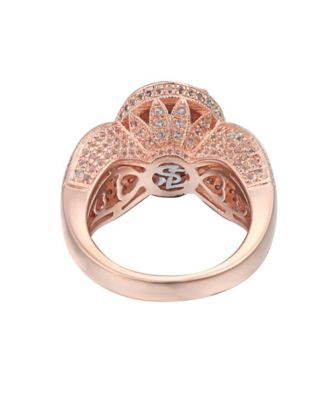 Suzy Levian Sterling Silver Oval Cut Center Topaz Cocktail Ring