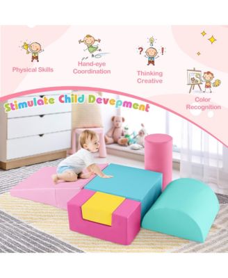 6 PCS Kids Climber Play Set Indoor Foam Climb & Crawl Activity Blocks w/ Cover