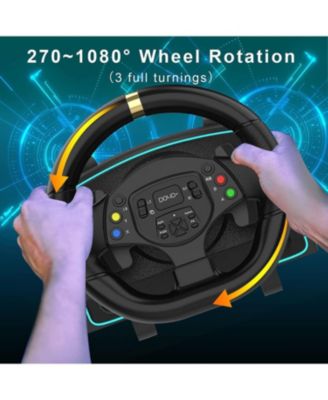 Gaming Steering Wheel with Pedals – 1080&deg; Rotation, Paddle Shifters, Manual Gearbox, Dual Vibration – Compatible with Xbox, PS4, PC, Switch & More