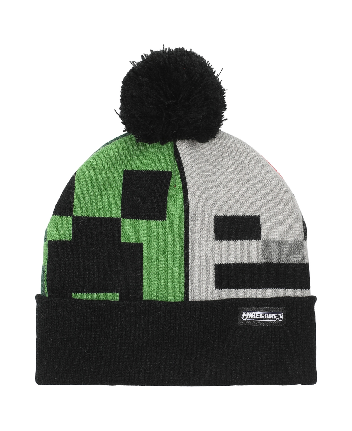 Minecraft Big Boys 2-piece Hat And Ribbed Knit Gloves Set In Black