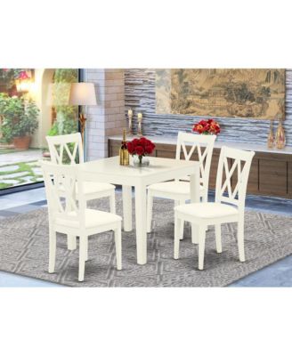 5 piece  Rubber wood small square dining table and 4 dining chairs Dining Room Set