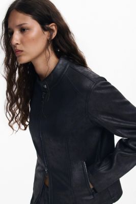 Women's Combined faux leather jacket