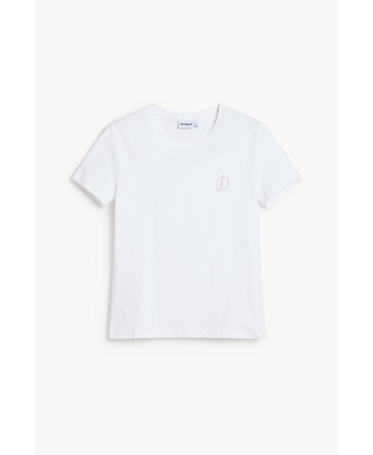 Desigual Women's "d" Strass T-shirt In White