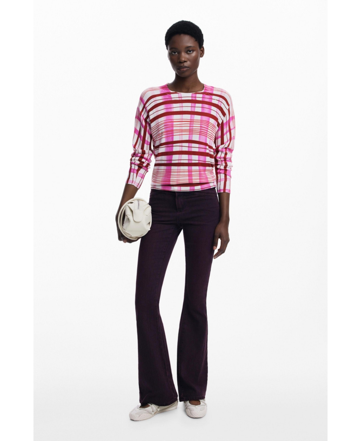 Desigual Stripe Crewneck Sweater In Multi