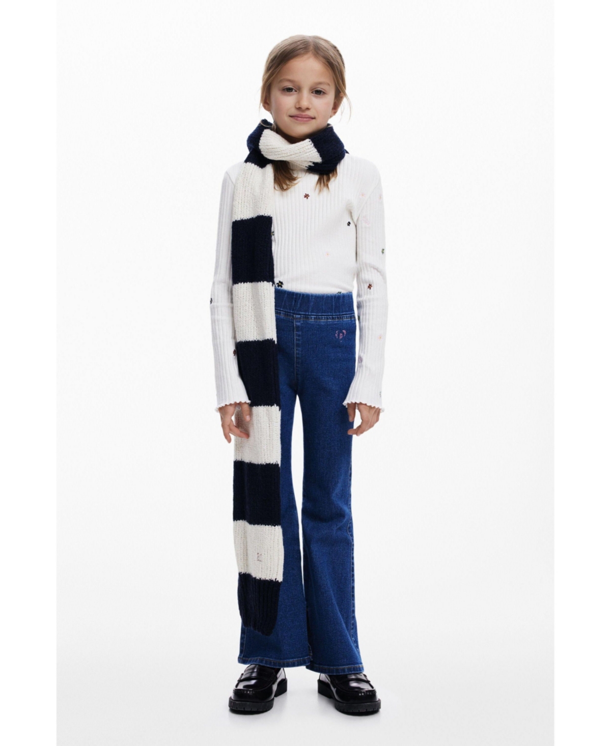 Desigual Girls's Flared Denim-effect Leggings In Blue