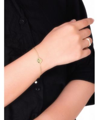 Clover Heart Chain Bracelet in 14K Gold, 6.5 in adj to 7.5 in, approx. 2.8 grams.