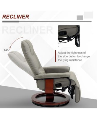 Faux Leather Manual Recliner with Swivel Wood Base Padded Armrest