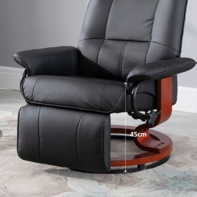 72.75" PU Leather Manual Adjustable Recliner Swivel Chair w/ Footrest,