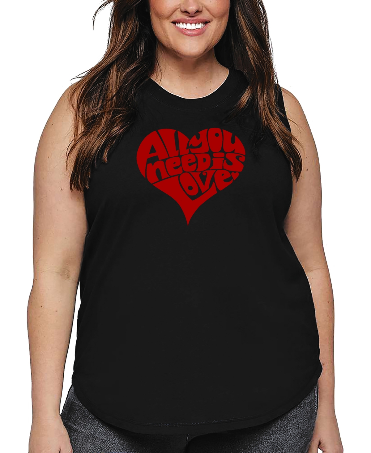 La Pop Art Plus Size Have Yourself A Merry Little Christmas Word Art Tank Top In Black