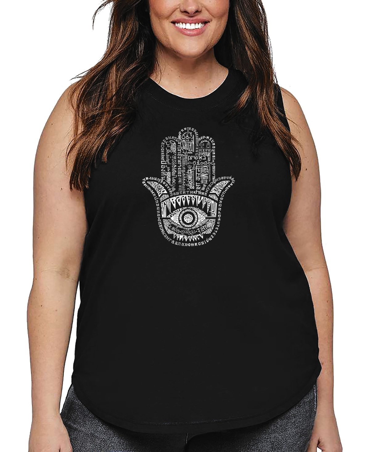 La Pop Art Plus Size Have Yourself A Merry Little Christmas Word Art Tank Top In Black
