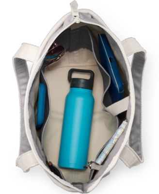 Medium 5 Pocket Zip Top Long Handle Canvas Tote Bag