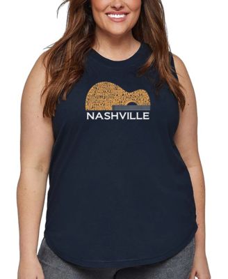 Plus Size Nashville Guitar Word Art Tank Top