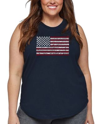 Plus Size 50 States USA Flag Word Art Tank Top