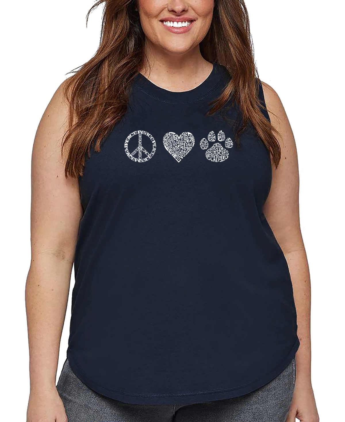 La Pop Art Plus Size Crazy Little Thing Called Love Word Art Tank Top In Blue
